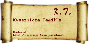 Kvasznicza Tamás névjegykártya